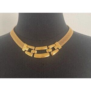 Napier Mesh Necklace Choker 80s Gold 17 1/2” Clasp Vintage